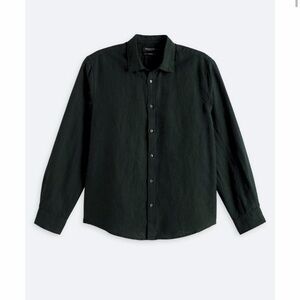 INDUSTRIE The Tennyson Linen Blend LS Shirt Dark Green Size Small